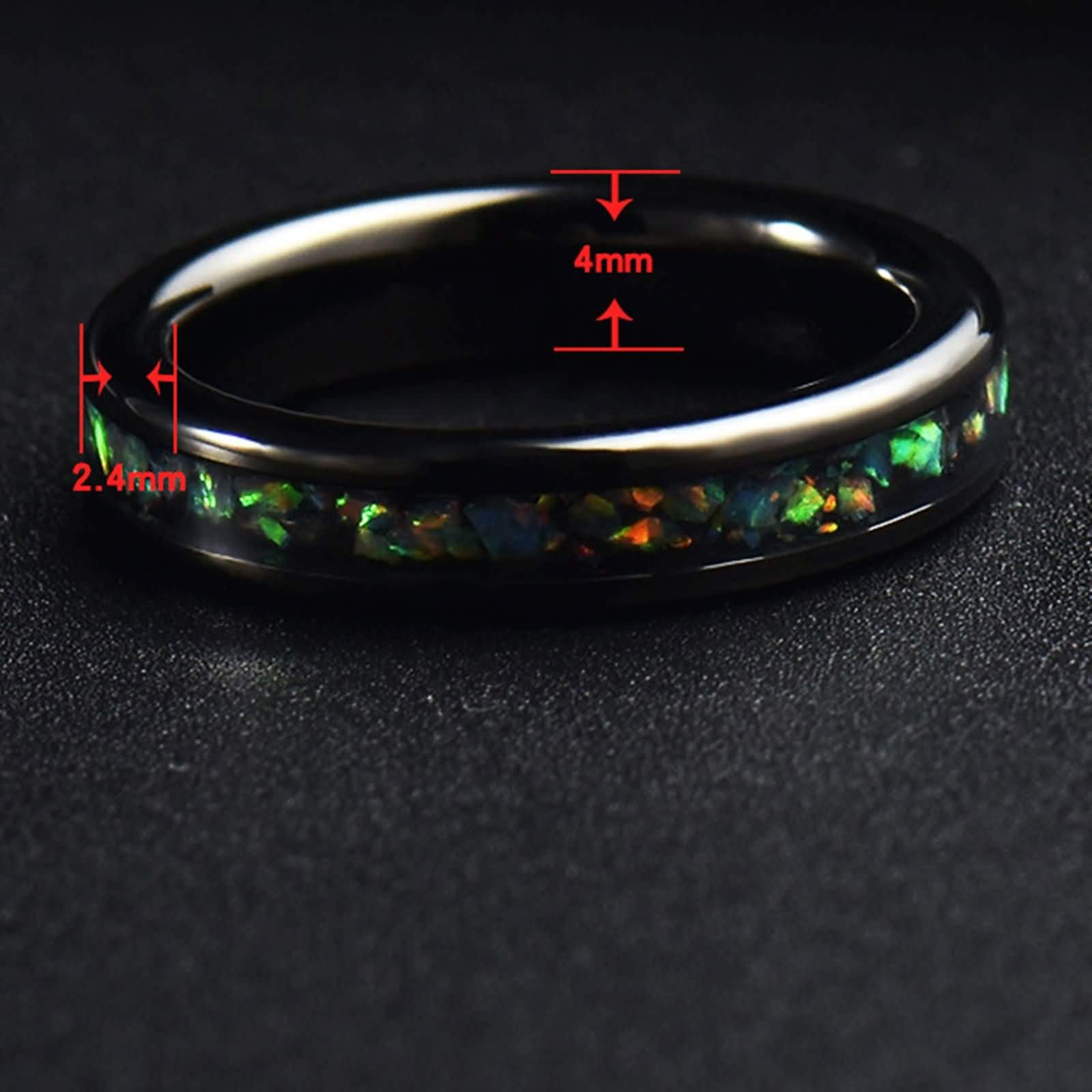 Anello Nuziale Uomo Anello Uomo Donna con Opale Sintetico per Fidanzamento Matrimonio Promessa Anello Uomo Personalizzabile 4MM Anelli Fidanzamento Nero Misura 12-31