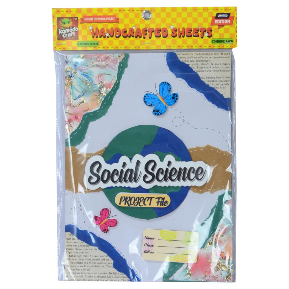 KOMODO Handcrafted Project Sheets/Social Science/ A4 Size Sheets / 180 GSM/Pack For 20 Sheets/Ideal For School Project, Stationery/Students