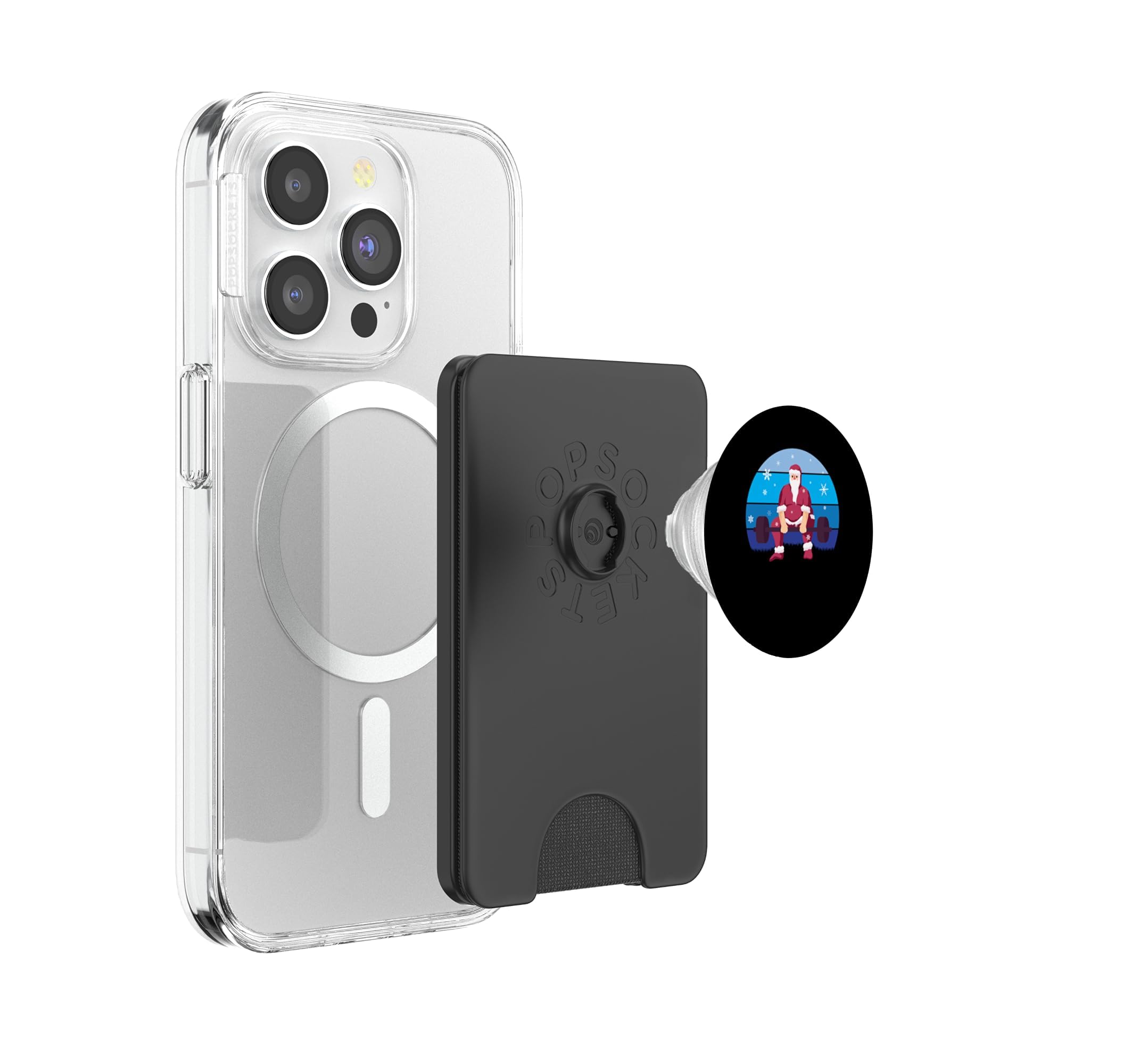 Santa Halterofilia Navidad Fitness Gimnasio Peso Muerto Navidad PopSockets PopWallet para MagSafe