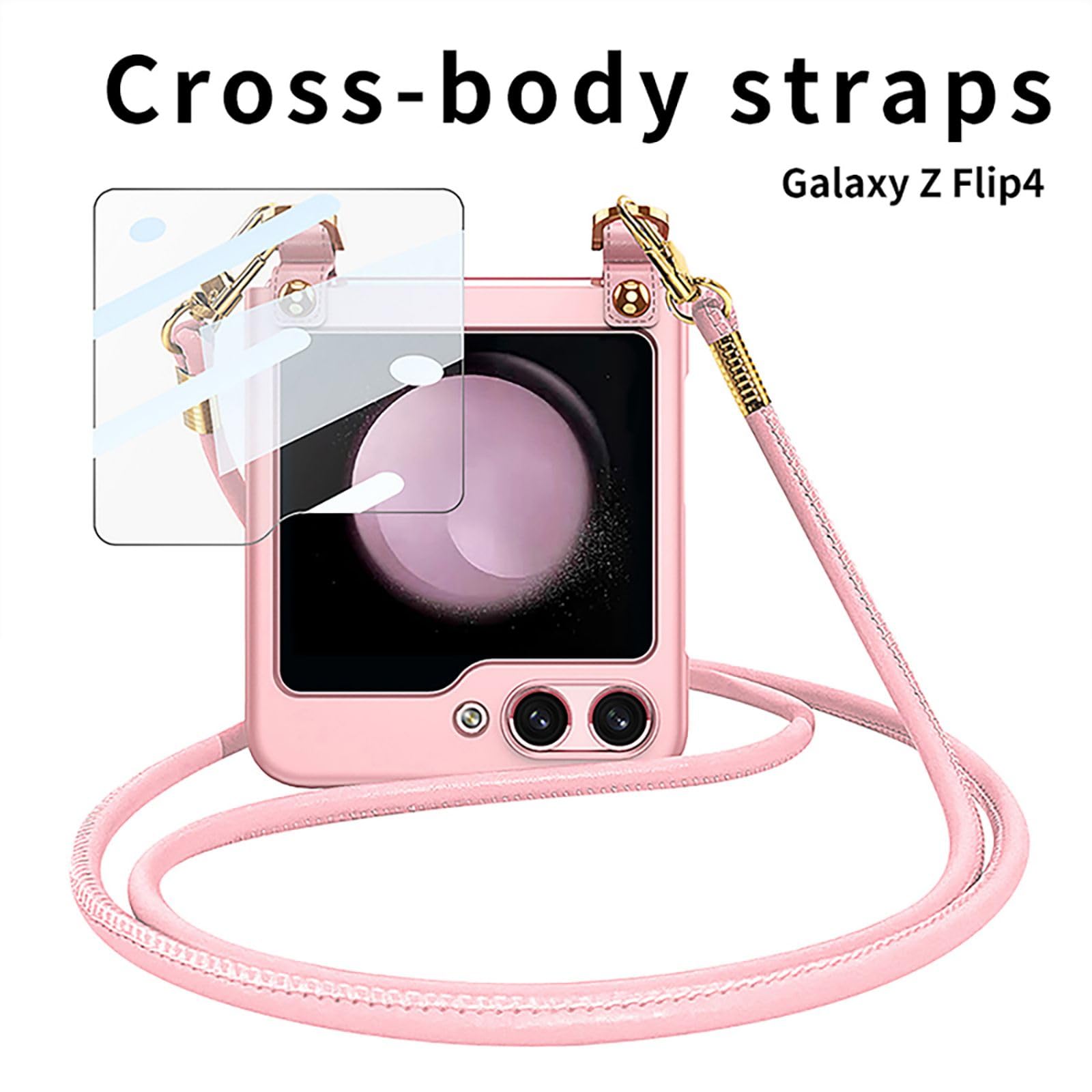 Custodia Etui na Flip5 pokrowiec torba na ramię, skórzany pasek + tylna powłoka do Samsung Galaxy Z Flip5 (3)