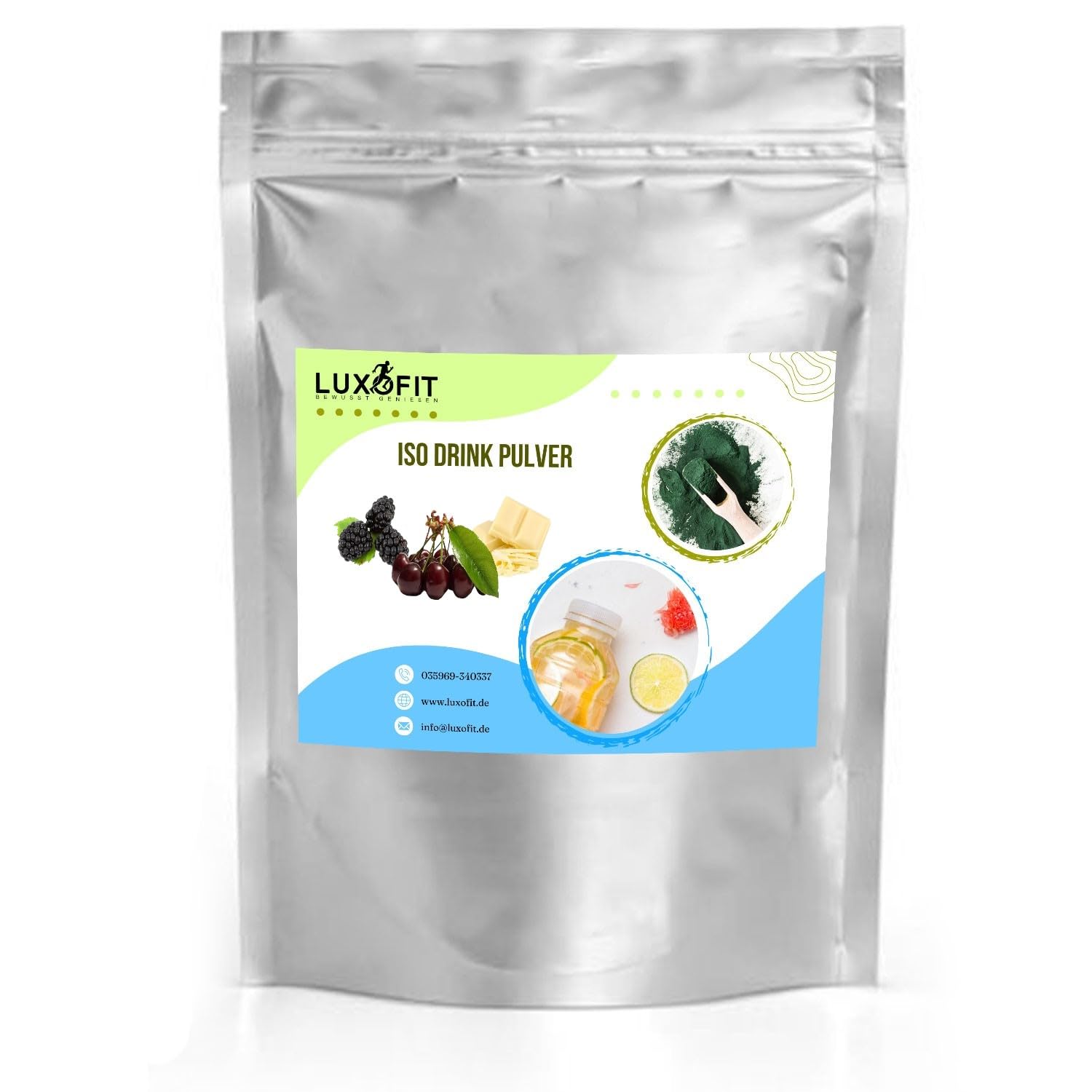 Luxofit Brombeer Kirsch Weiße Schokolade Isotonisches Getränkepulver, L-Carnitin, Sportgetränk, Leichte und einfache Zubereitung, Energie für Sportler (10 Kg)