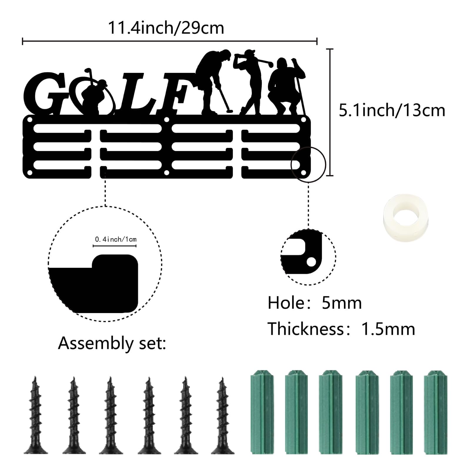 Porta Medaglie Da Parete In Metallo - Espositore Per Premi Sportivi 40x15cm