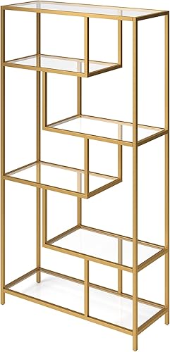 Miniatura 7 de Isla - Estantería rectangular de 68 pulgadas de alto, color dorado