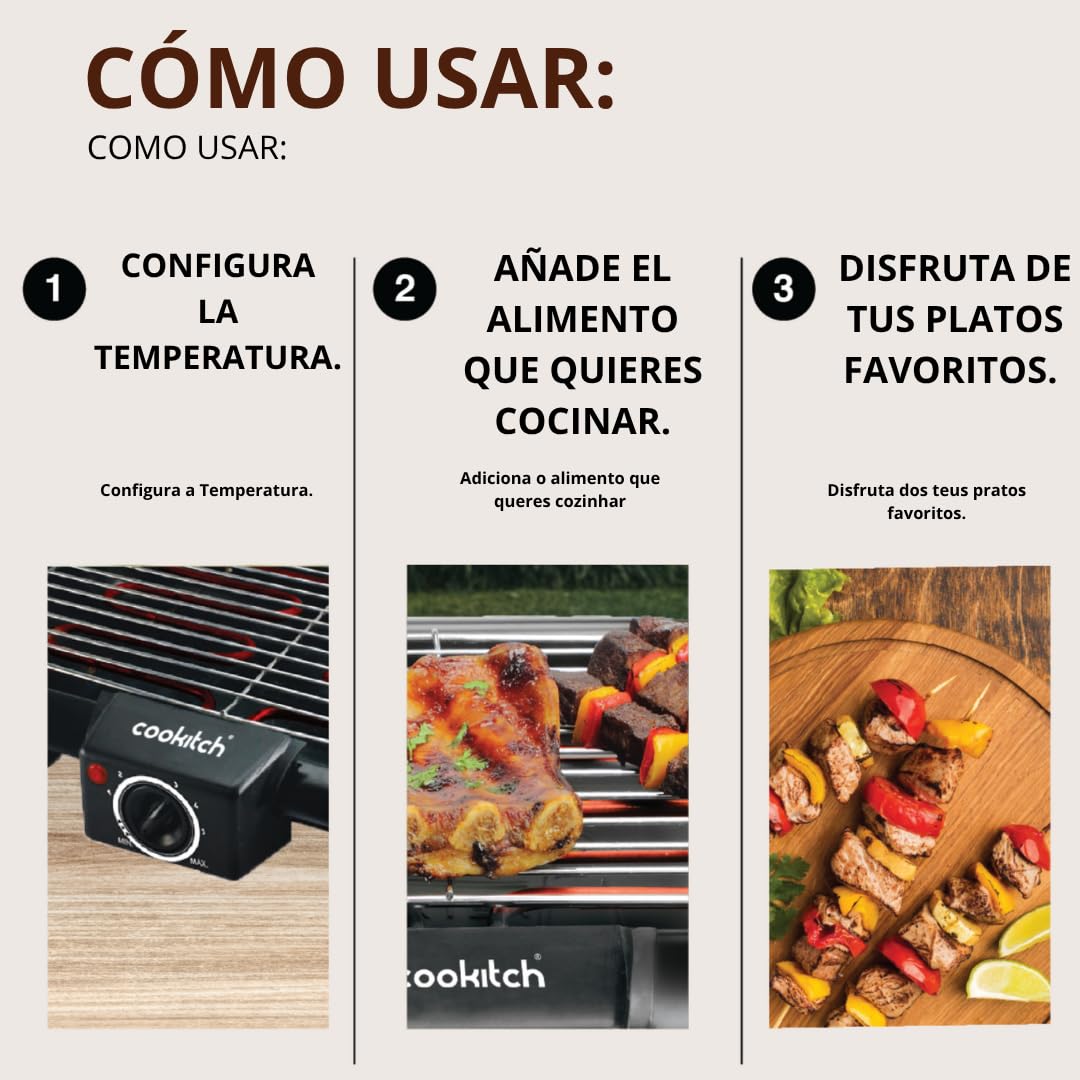 Barbacoa Eléctrica 2000W, 2 en 1 - Parrila Eléctrica de Pie y de Mesa, Portátil, Sin Humo, Calienta rápido con regulador de temperatura, Incluye Cortavientos