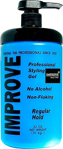 Improve Gabel's Styling Gel Blue Regular Hold (32 onzas2 libras) con bomba original. Authentic Gabel's Manufacturer Direct tiene el logotipo de