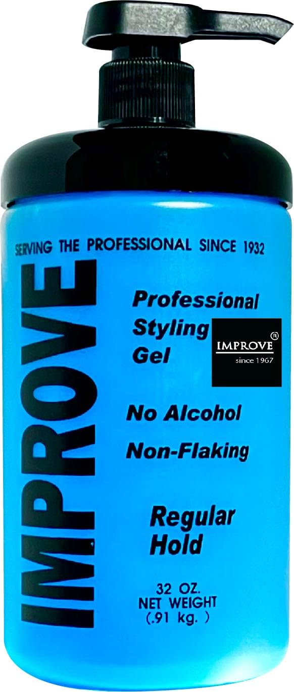 Improve Gabel's Styling Gel Blue Regular Hold (32oz /2 lb) with pump Authentic Gabel's Manufacturer Direct has logo in black label on the jar (Packed