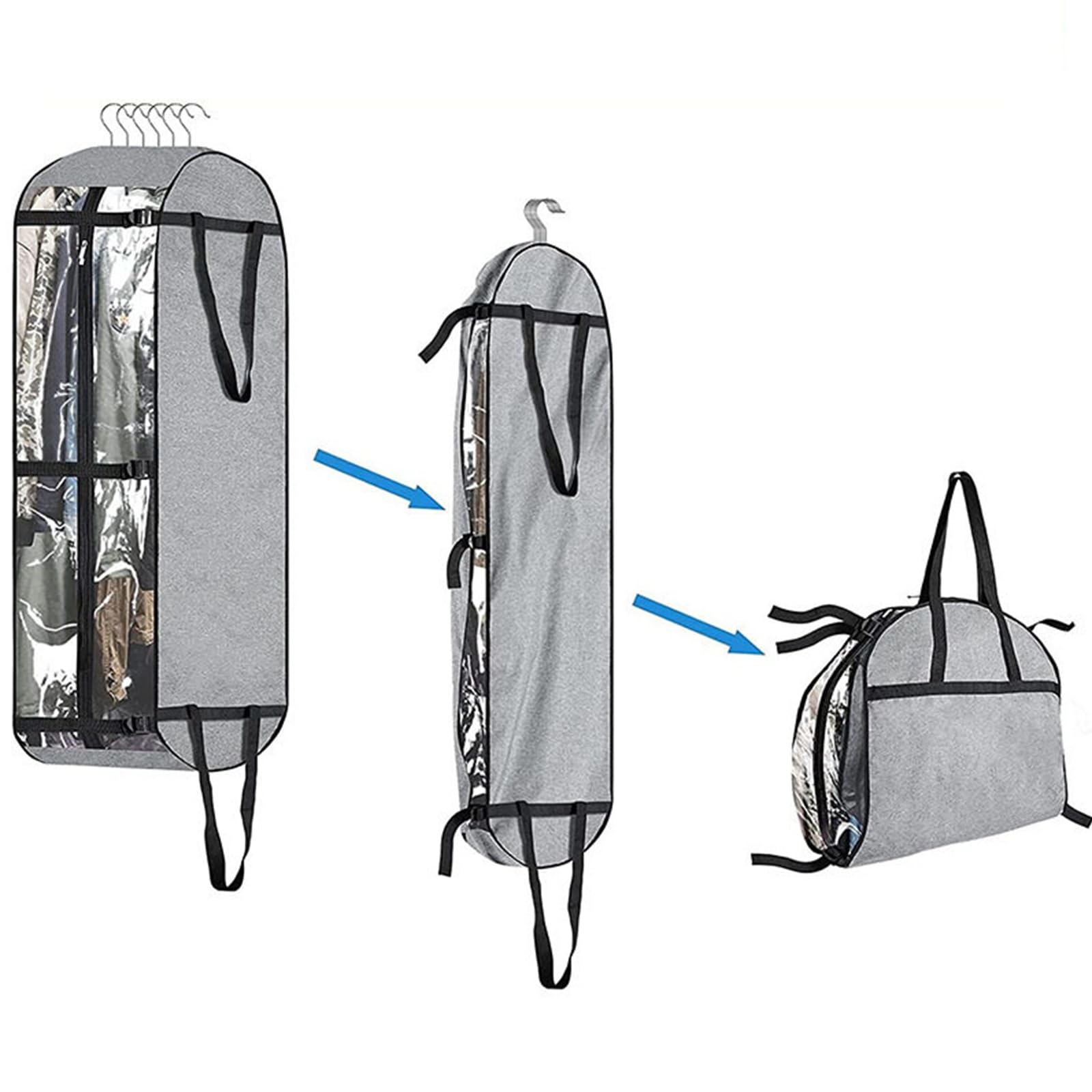 Funda Ropa Armario Tela Oxford Plegable con Ventana de Visualización | Gran Capacidad, Resistente Duradero Cuenta Asa Abertura para Percha para Ropa Abrigos(Black)