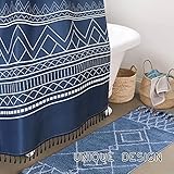 Boho Shower Curtain Sets Navy Blue Shower Curtains for Bathroom Waffle Fabric Shower Curtain Weave Moroccan Geometric Tribal Shower Stall Water Repellent Bohemian Chic Shower Curtain 72x78 Inch Thumb #6