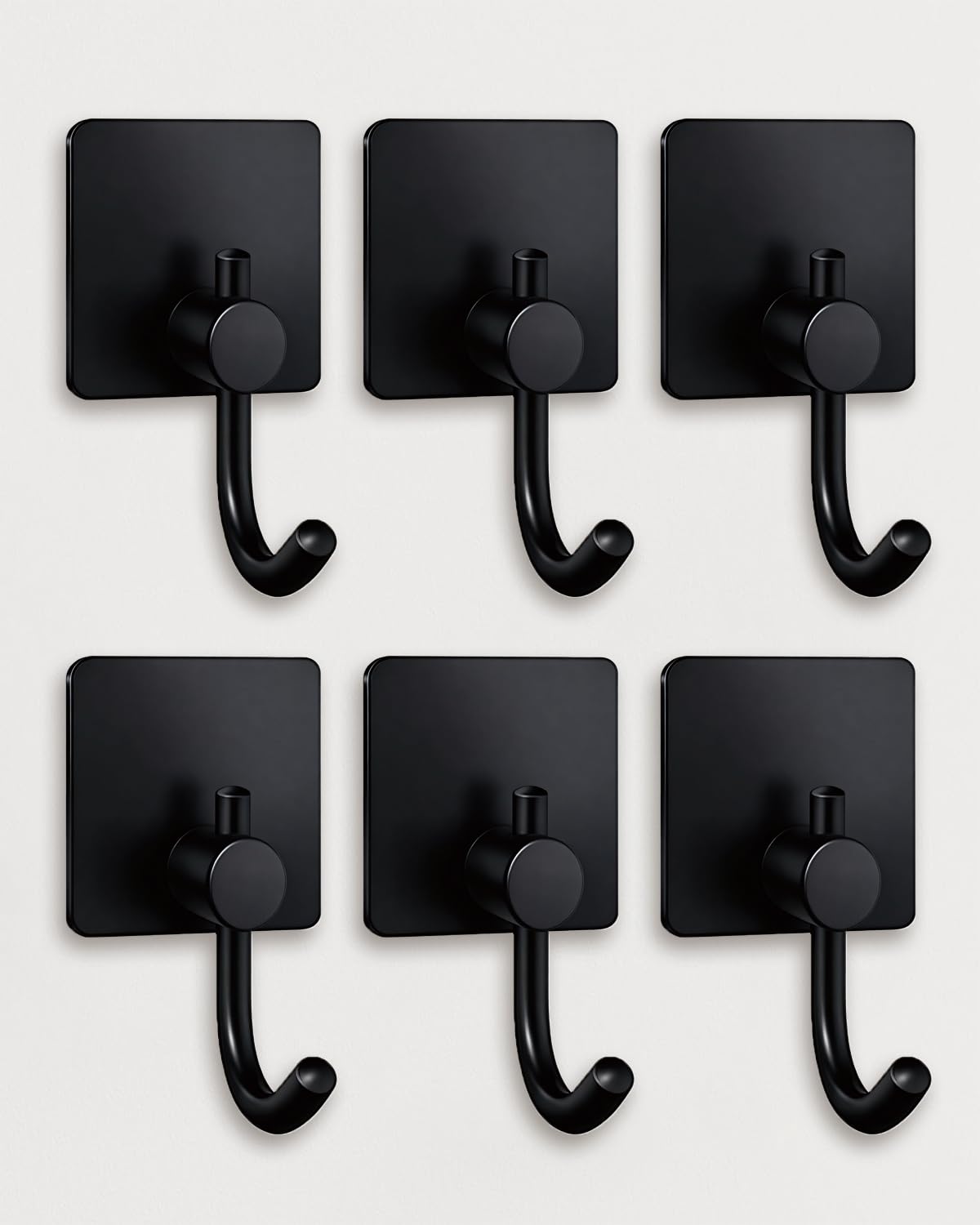 YLITREUS Ganci Adesivi 6 Pezzi - Ganci Autoadesivi da Parete in Acciaio Inox Nero per Bagno Cucina Camera - Gancio per Asciugamani, Chiavi e Vestiti Senza Forare
