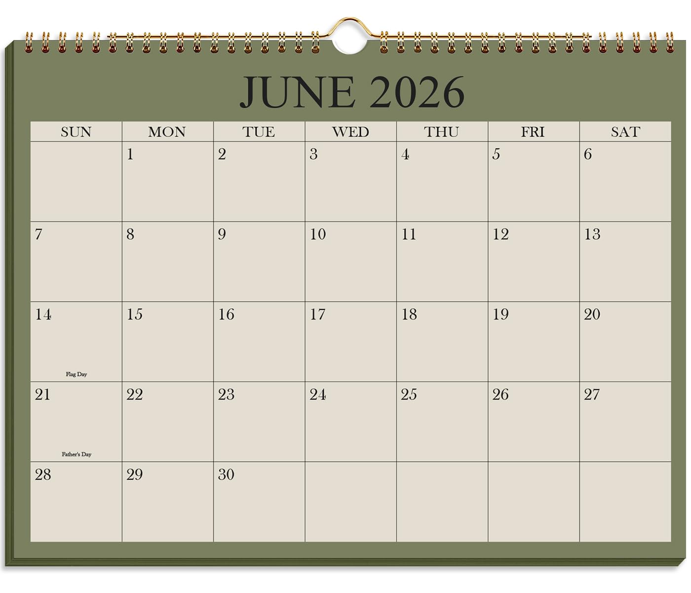 2026-2027 Calendar - Wall Calendar 2026-2027 from June 2026 Until December 2027,19 Months Calendar with Premium Paper, Twin-Wire Binding & Hanging Hook, 8.5" x 11", Green