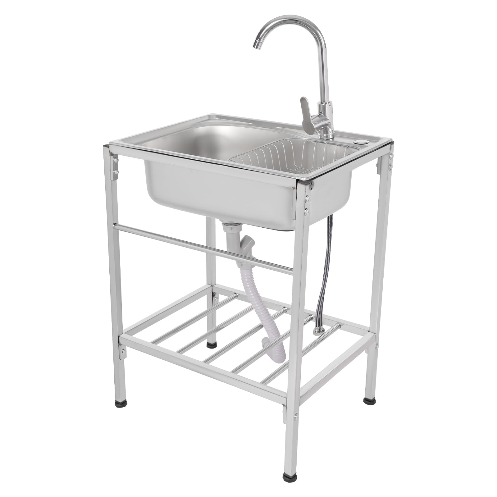 DIFU Edelstahl Spültisch 75x40x78cm - Freistehende Küchenspüle Mit Unterschrank
