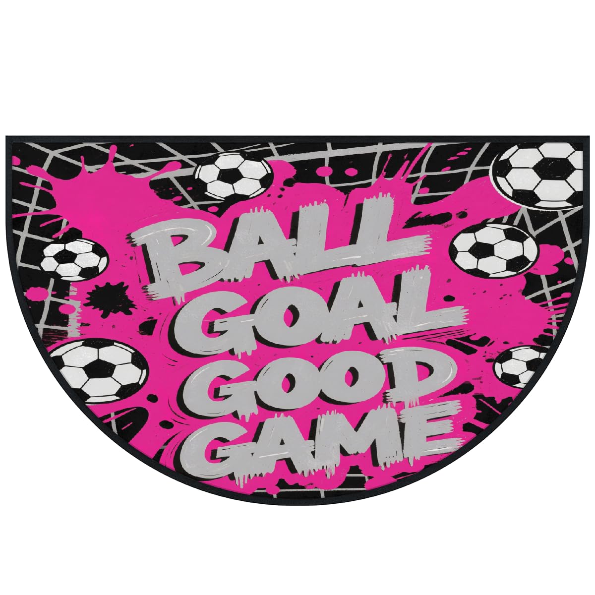 Große halbrunde Fußmatte, Fußballtor, rutschfest, saugfähig, halbrund, Eingangsbereich, niedlich, weich, halbrund, waschbar, Teppich für Küche, Badezimmer, Schlafzimmer, 160 x 100 cm