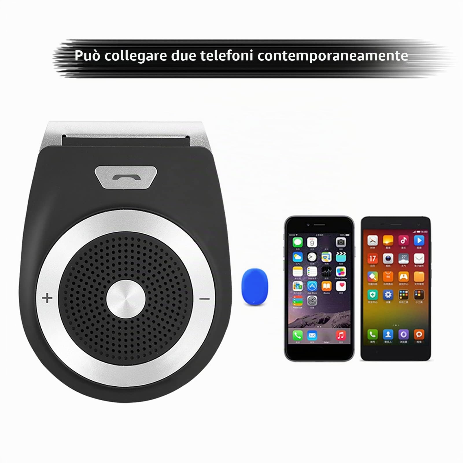 Vivavoce Bluetooth per Auto, Kit Intelligente Senza Fili con Clip, Visiera di Supporto Doppia Connessione Vocale, Nuova Generazione per Chiamate