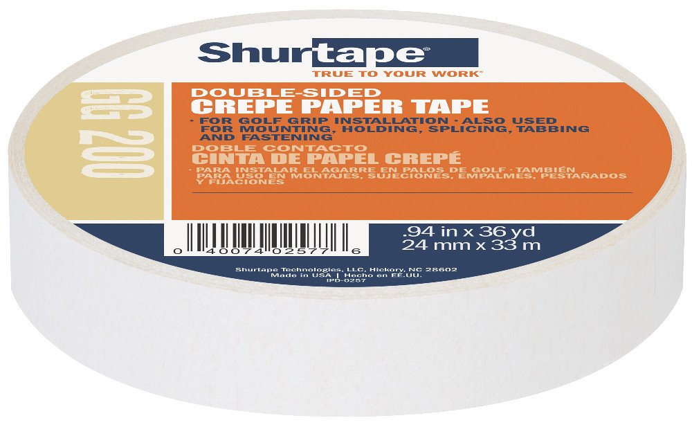 Shurtape GG 200 Golf Grip Tape, for Golf Grip Installation, Natural, 24mm x 33 Meters, 1 Roll (104837)