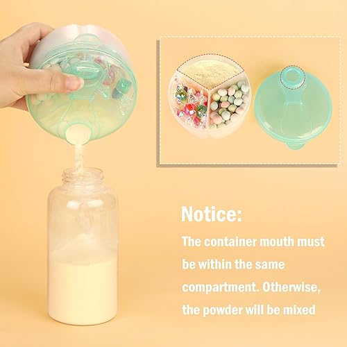 Miniatura 6 de Accmor Dispensador de fórmula para bebés sobre la marcha, contenedor de fórmula para llevar, dispensador giratorio de fórmula de tres compartimentos