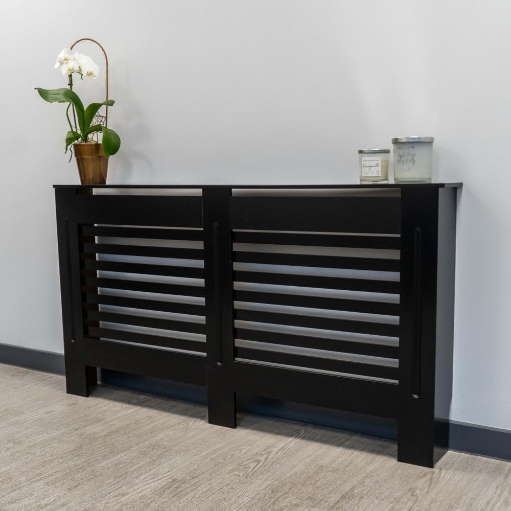 Jack Stonehouse Radiator Cover Black Paint, Over Radiator Shelf Clip On With Horizontal Slats - Image 4