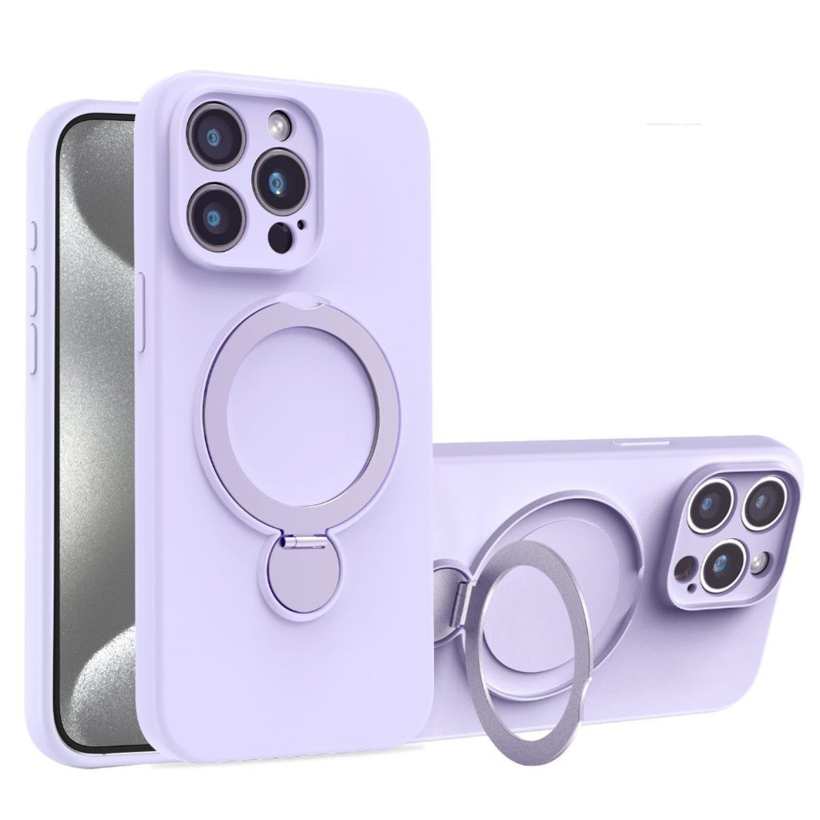 Coque silicone iPhone 14 Pro Max violette avec support magnétique - 8