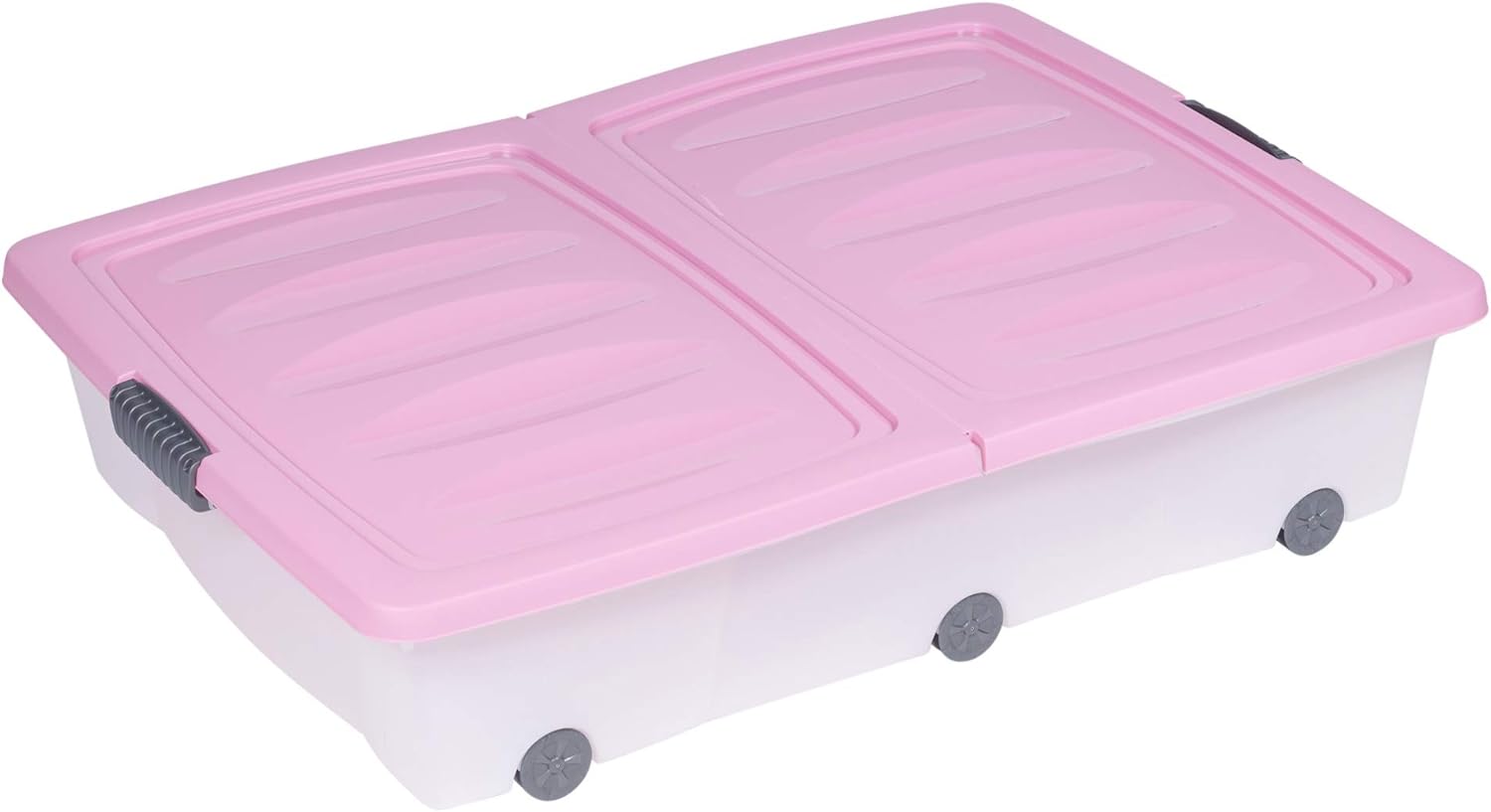 URBNLIVING 70 Litre Pink Large Under Bed Plastic Storage Boxes Set of