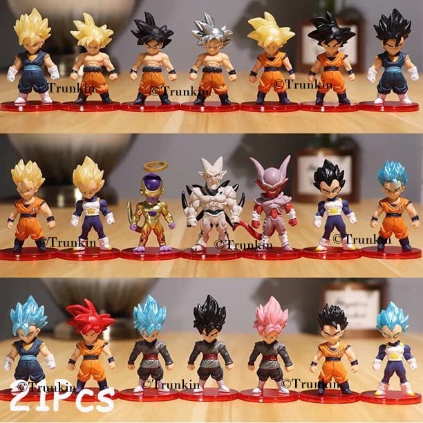 Image of Trunkin DBZ 21 Pcs Set B Anime Figure Son Goku GohanVegeta Frieza Vegeto Trunks Piccolo Figurine Collectible Anime Weeb PVC Collection Model Figures