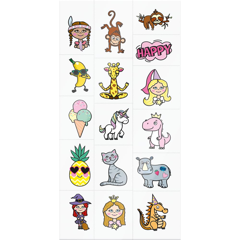 Premium Kinder Tattoo Set, dermatologisch getestet [dermatest® / Oktober 2024], temporär, perforiert, hautfreundlich, leicht entfernbar, für Mädchen u. Jungs, Jungen, 30 Motive