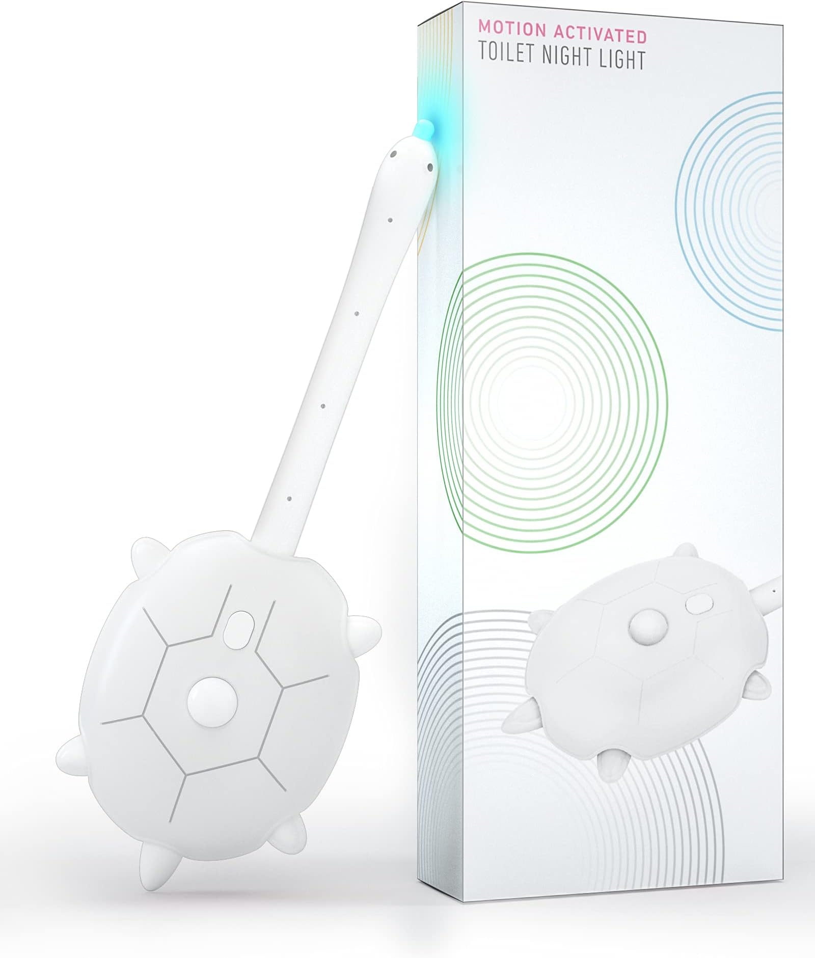 MAZ-TEK Toilet Night Light with Motion Activated Sensor, 16-Color & Dimmable LED NightLight, Waterproof IP65 Bathroom Bowl Lights, Tortoise Birthday Gift Idea for Kids, Dad, Men, Women(White Shell)