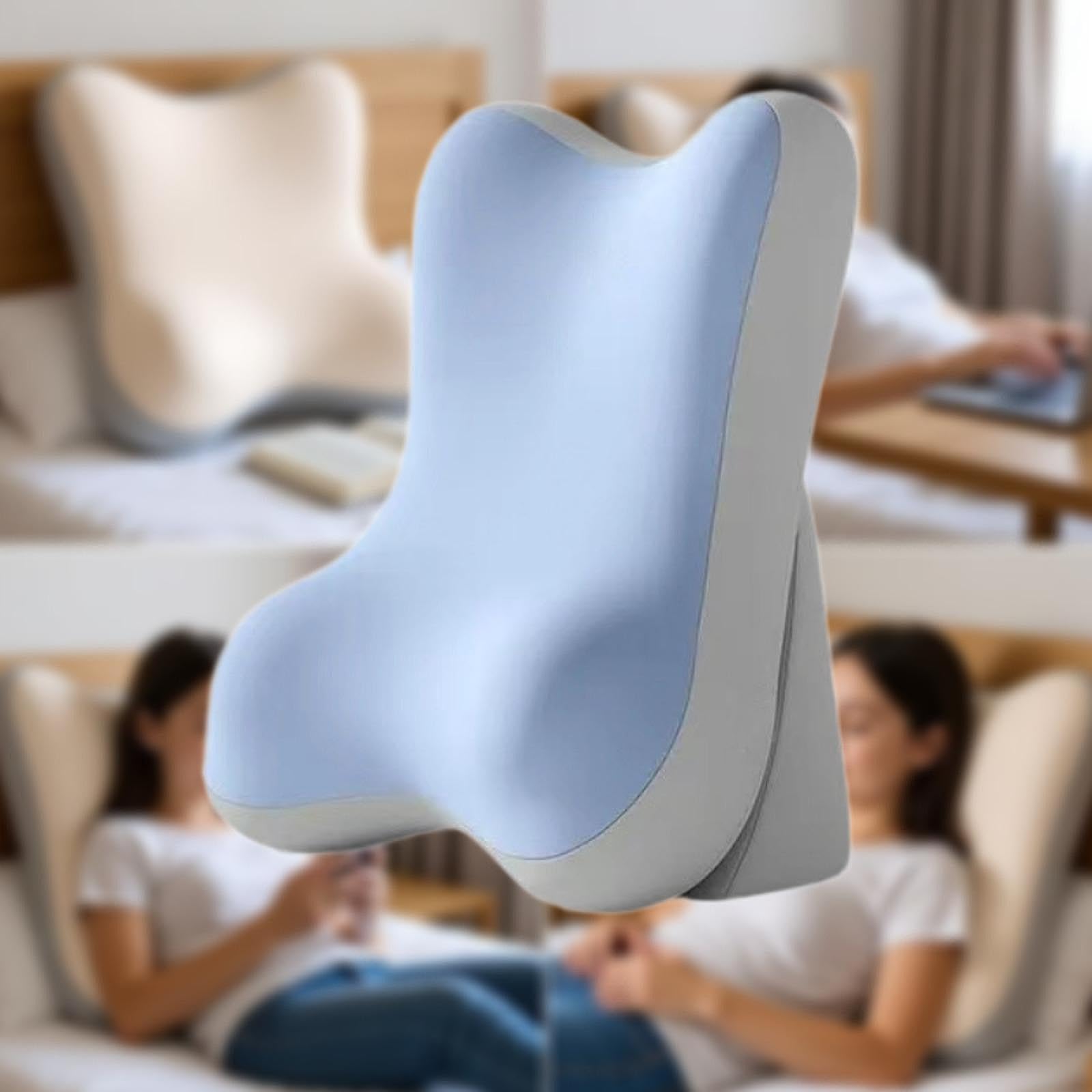 Baoblaze Cuscino da lettura con fodera staccabile, versatile e morbido, con rivestimento a faccia in giù, per divano di casa o pavimento del dormitorio, Blu E Grigio