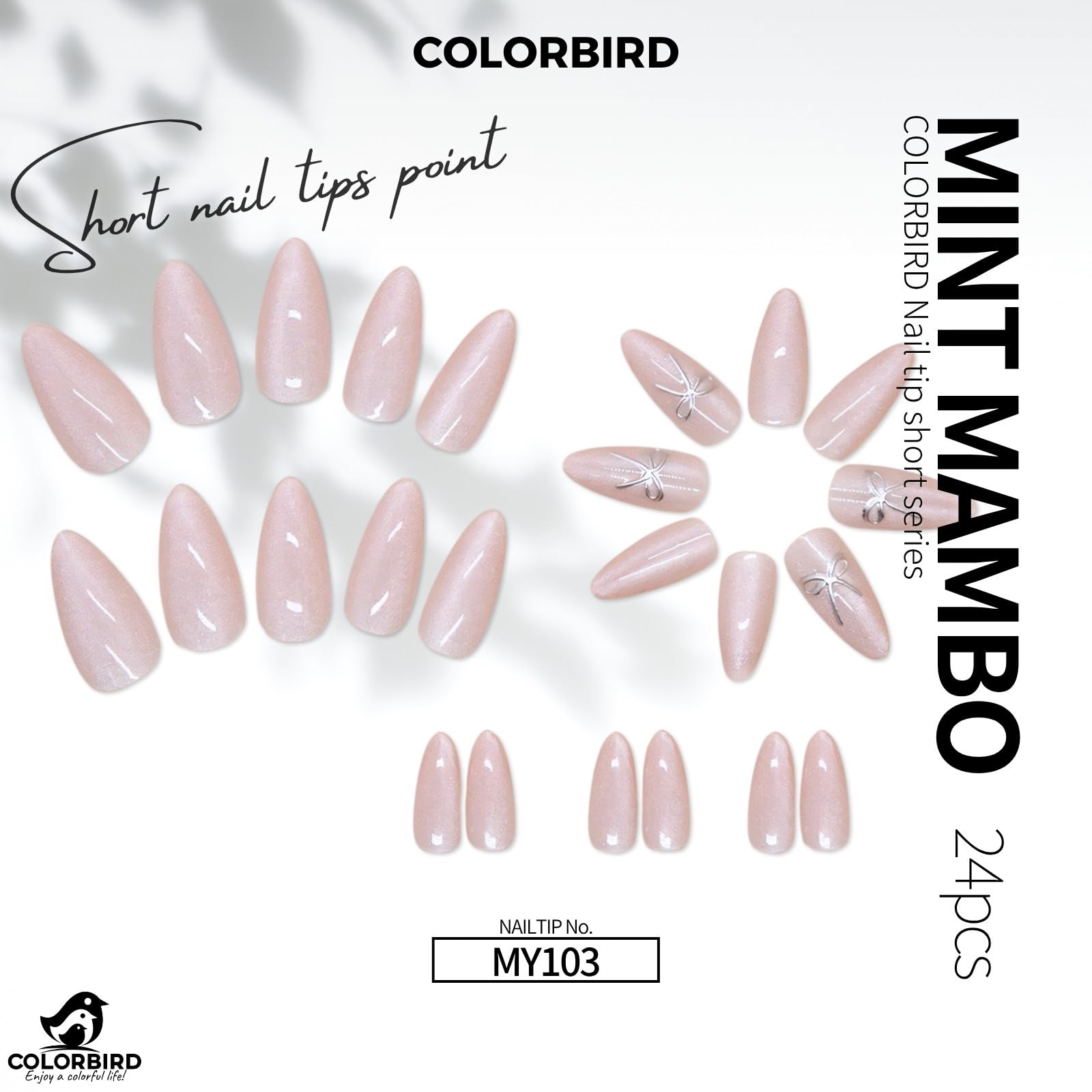 Amazon | COLORBIRD ネイルチップ ショート 24枚 マグネットネイル