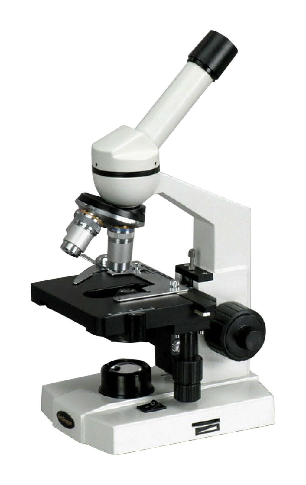 AmScope M220A Monocular Compound Microscope, WF10x and WF16x Eyepieces | 40X-640X Magnification Range Compound Biological Microscope Mechanical Stage Brightfield Imaging Built-In Condenser