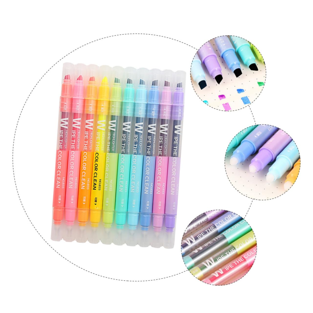 3 Juegos De Rotuladores Fluorescentes Borrables De Doble Punta Para Escritura Y Notas Útiles Escolares 10 Unidades X 3