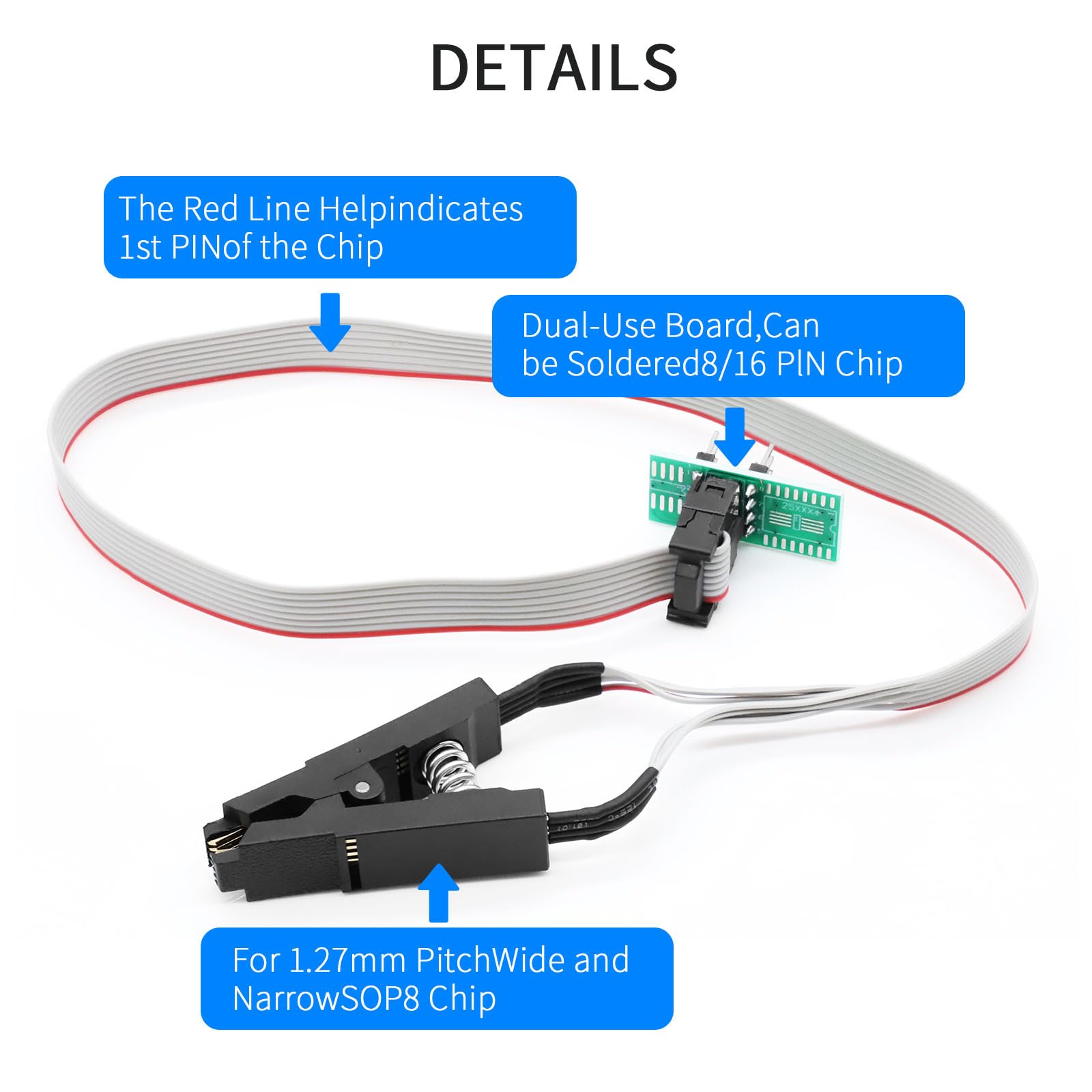 SOIC8 SOP8 Flash Chip IC CH341A programmatore USB per EEPROM, programmatore USB BIOS + clip SOP8 + adattatore SOIC8