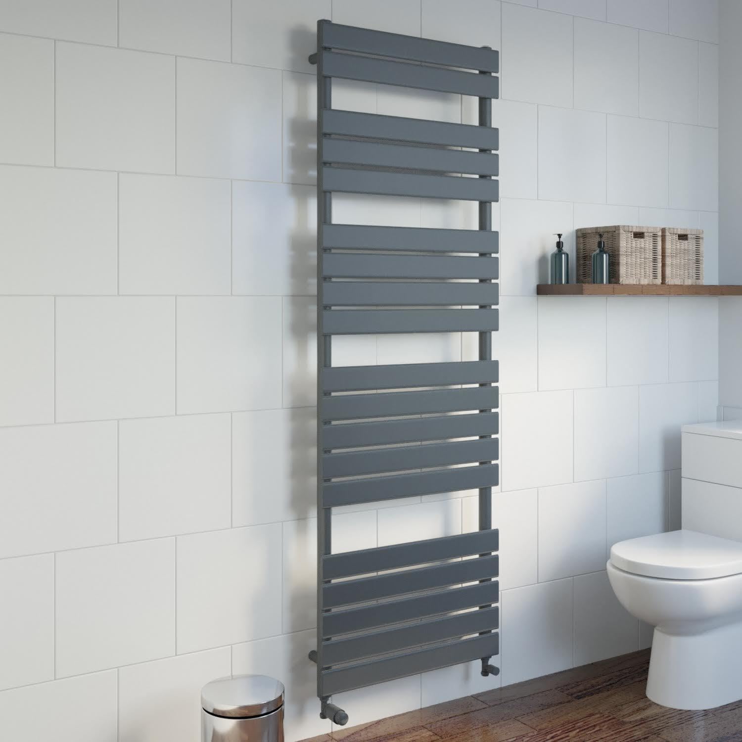 Duratherm Anthracite Duratherm® 1800 X 600Mm Flat Panel Heated Towel Rail Radiator Modern Central Heating Bathroom Warmer Wall Mounted Ladder Rad,