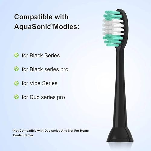 Miniatura 2 de Cabezales de repuesto compatibles con AquaSonic Black Series 10 Pack para cepillo de dientes eléctrico Negro