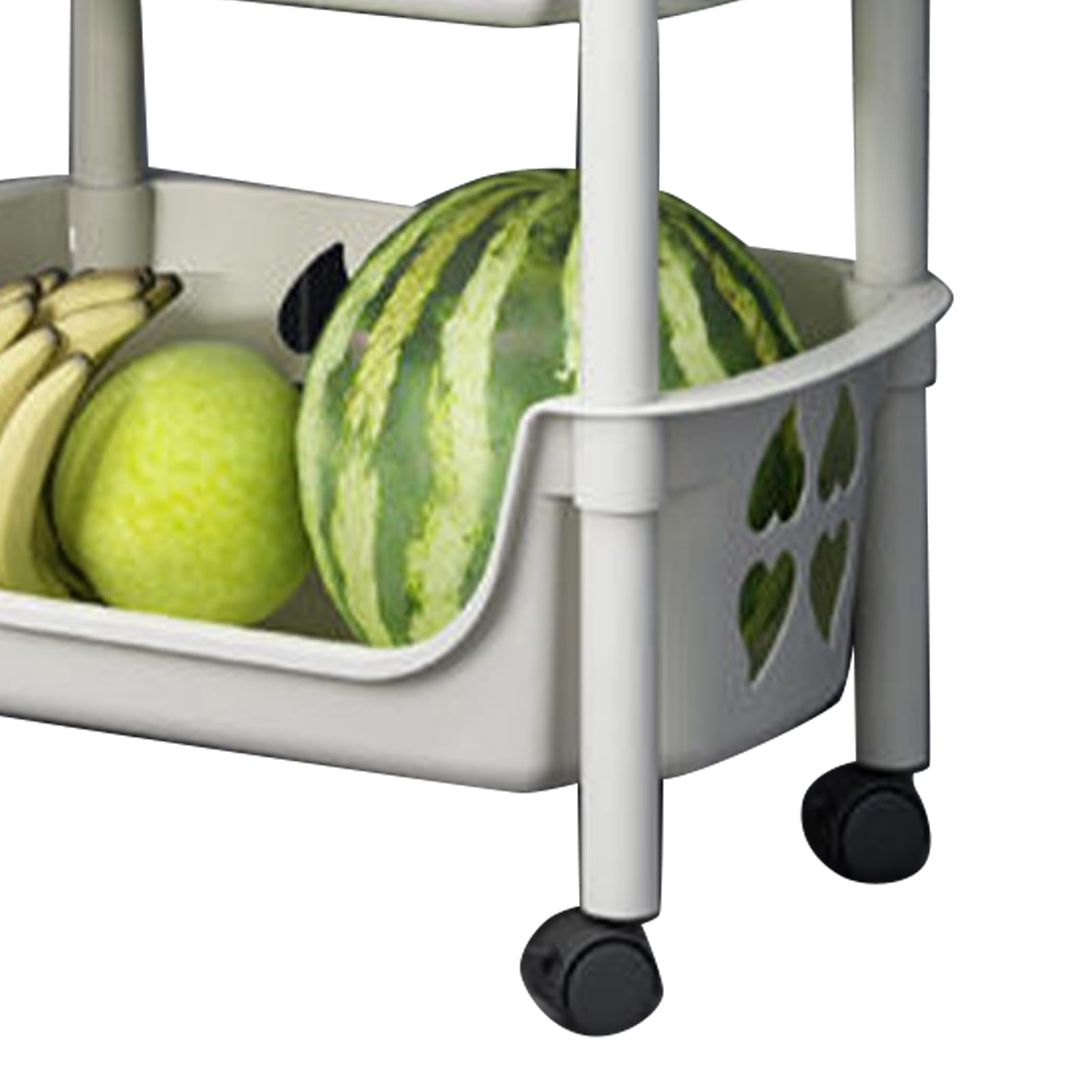 Estante de almacenamiento de cocina con ruedas, cesta de frutas y verduras, estante de almacenamiento de alimentos de varios niveles para cocina, despensa, baño, sala de estar (beige)