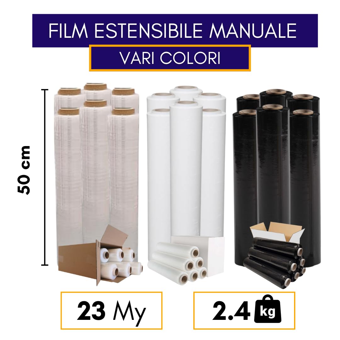 Pellicola Estensibile Manuale Trasparente - Rotolo Da 2,4kg, 500mm, 23 Micron, Per Imballaggi E Protezione - Foto 8