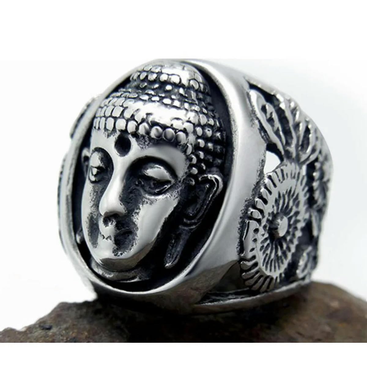 Bouddha Bless Ring Bague De Bijoux Bouddhistes En Acier Inoxydable