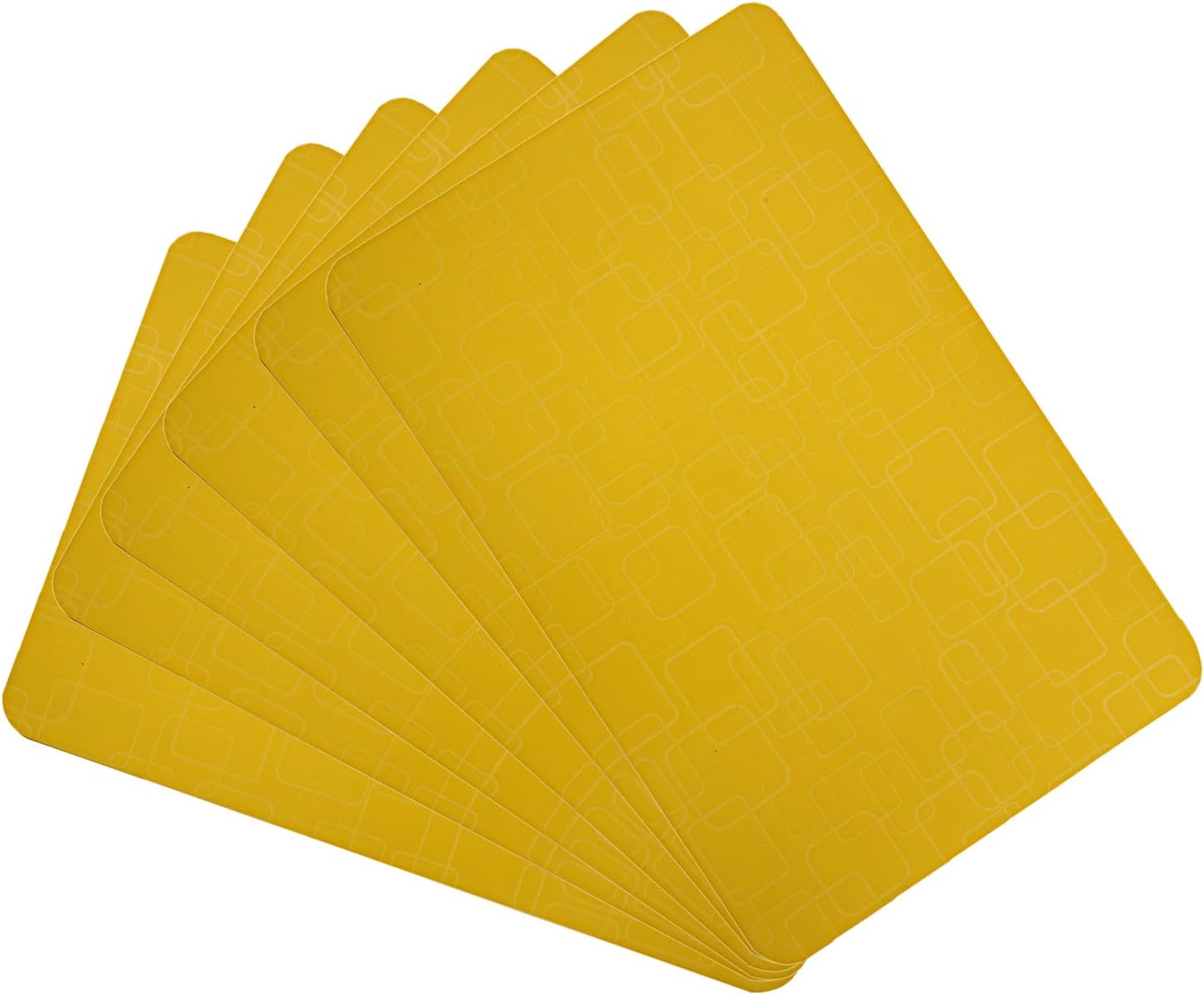 Kuber Industries Wzór w kratkę PVC 6 sztuk maty do szuflad lodówki (żółte)-CTKTC29785