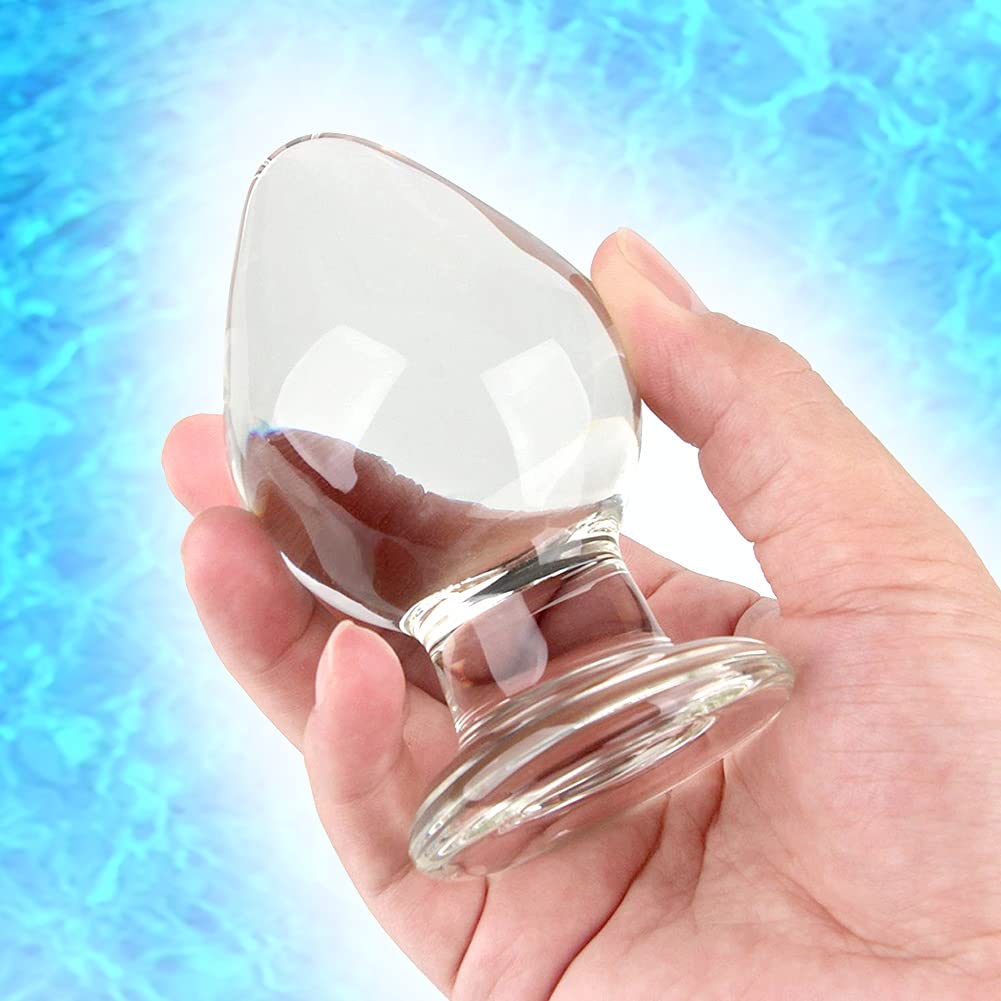 FST Large Anal Plug Crystal Mushroom Shape Butt Plug Glass Massage Bum Plug Sex Toys for Women Men Masturbation Transparent: L(6*10.5cm)