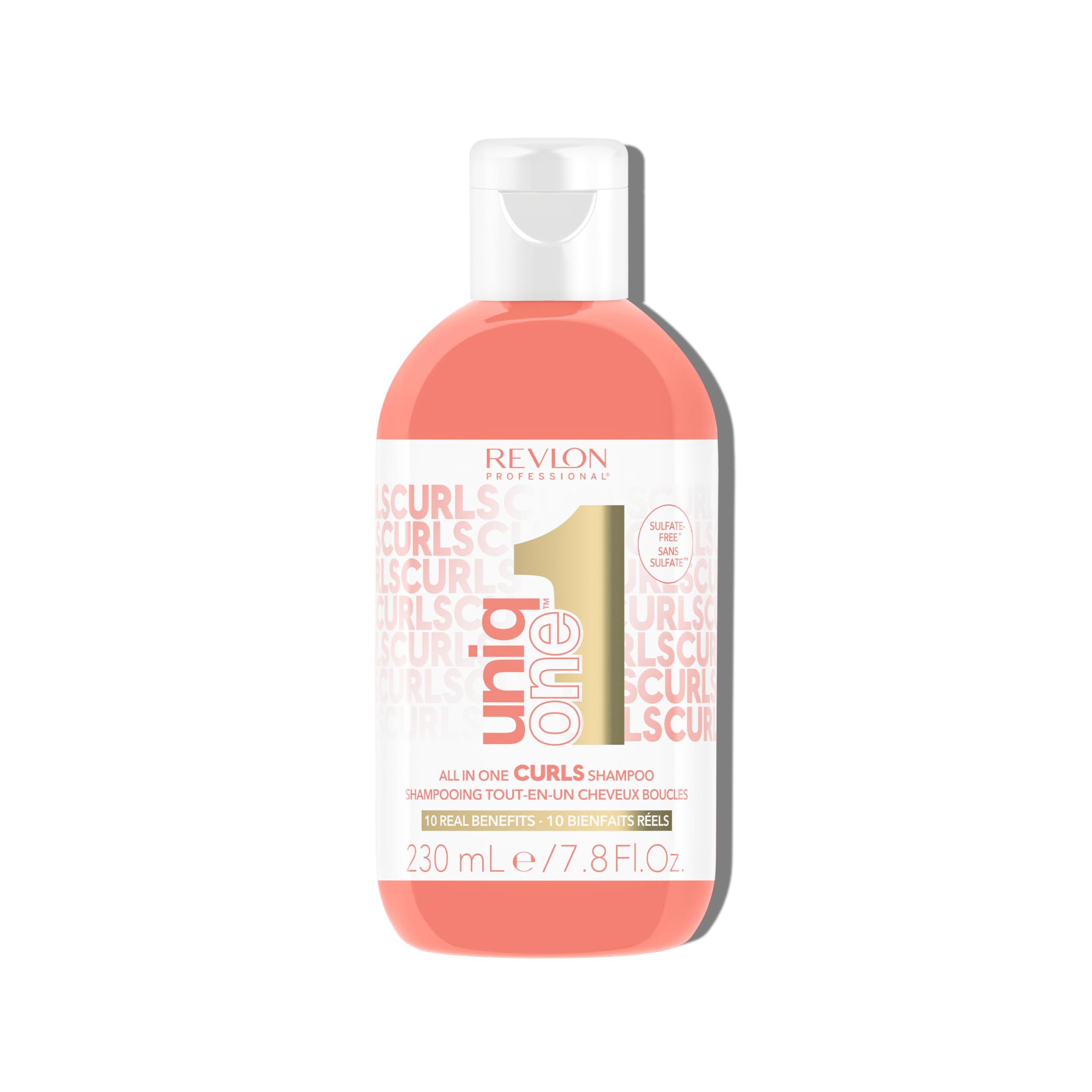 REVLON PROFESSIONAL UniqOne All in One Curls Shampoo, 230 ml, pflegendes Haarshampoo für Locken, spendet Feuchtigkeit & definiert lockiges Haar, Haarpflege mit Anti Frizz Effekt, vegan