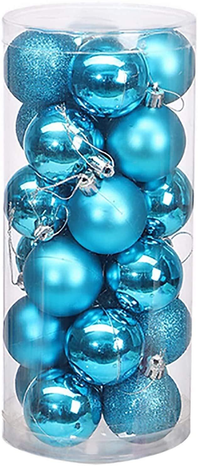 Bunte Glitzer Weihnachtsbaum Dekor Kugeln Weihnachten hängende Dekorationen Geschenk 4/6/8/10 cm Galvanik Matte Kugel (Farbe: Silber, Größe: 10 cm 20 Stück) (Himmelblau 6 cm 24 Stück)