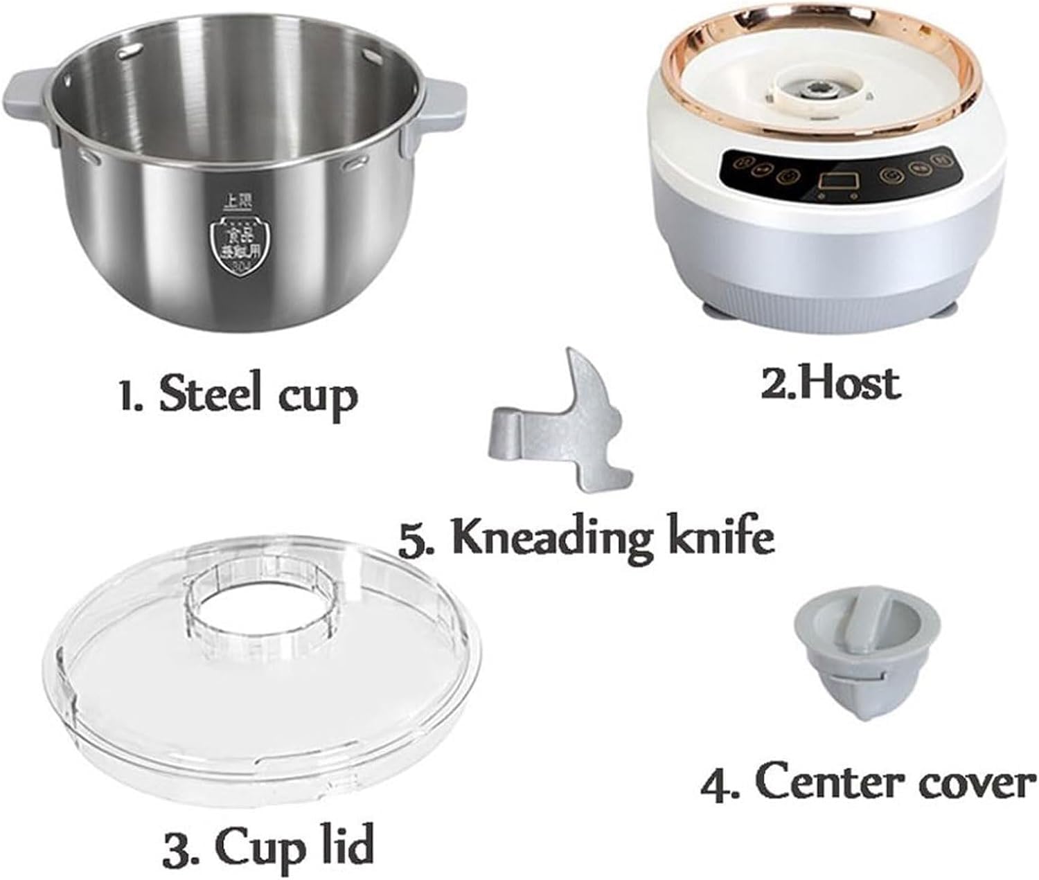 Machine à pâte avec fonction de fermentation,mélangeur de farine de pâte en acier inoxydable antiadhésif 5L/7L avec tasses et cuillères à mesurer,machine à pétrir la pâte, minuterie et panneau tactile