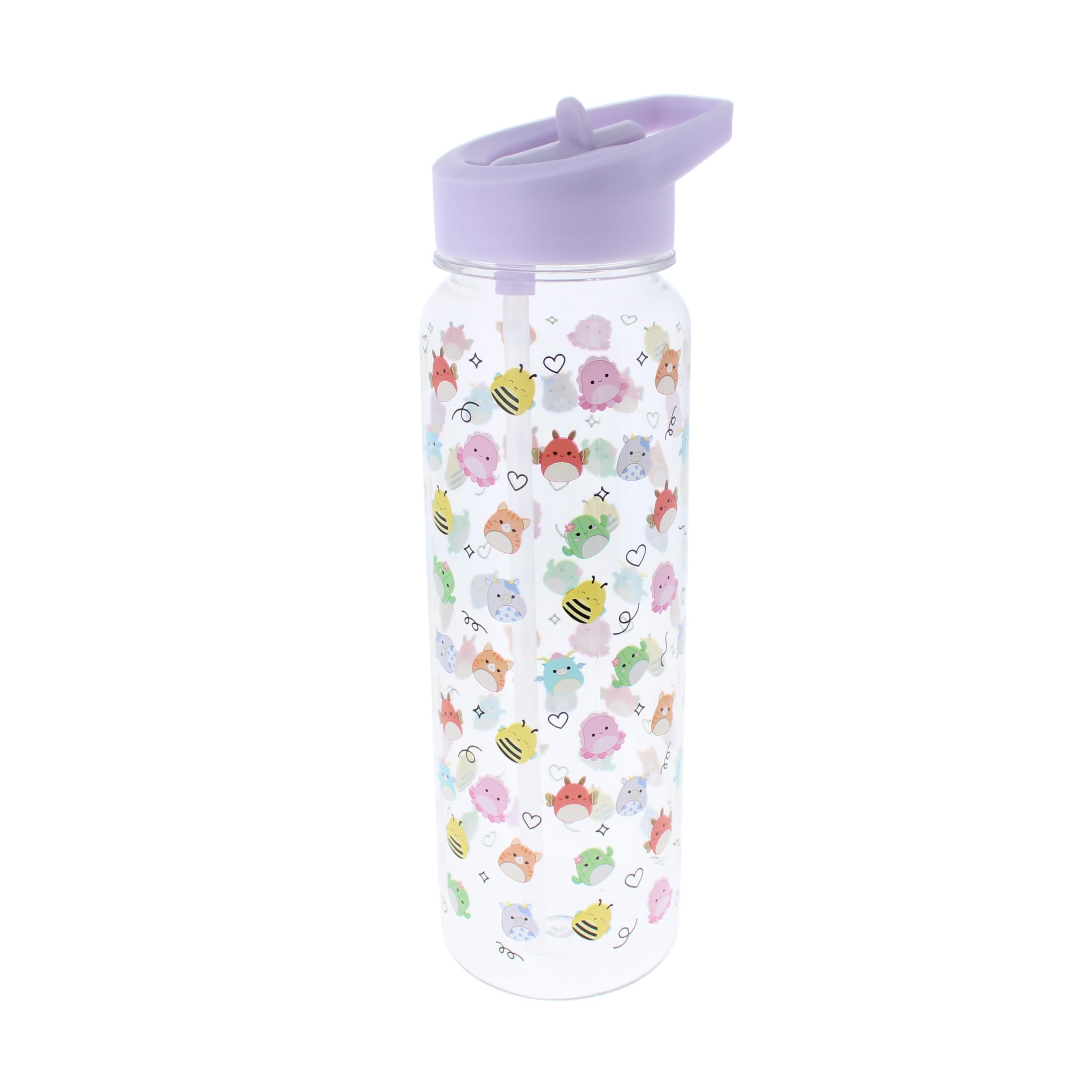 Blueprint Collections Squishmallows Water Bottle for Kids | 600ml Flip-Top Straw Bottle | BPA-Free Leakproof Bottle for School, Sports & Travel | Cute Squishmallow Character Print