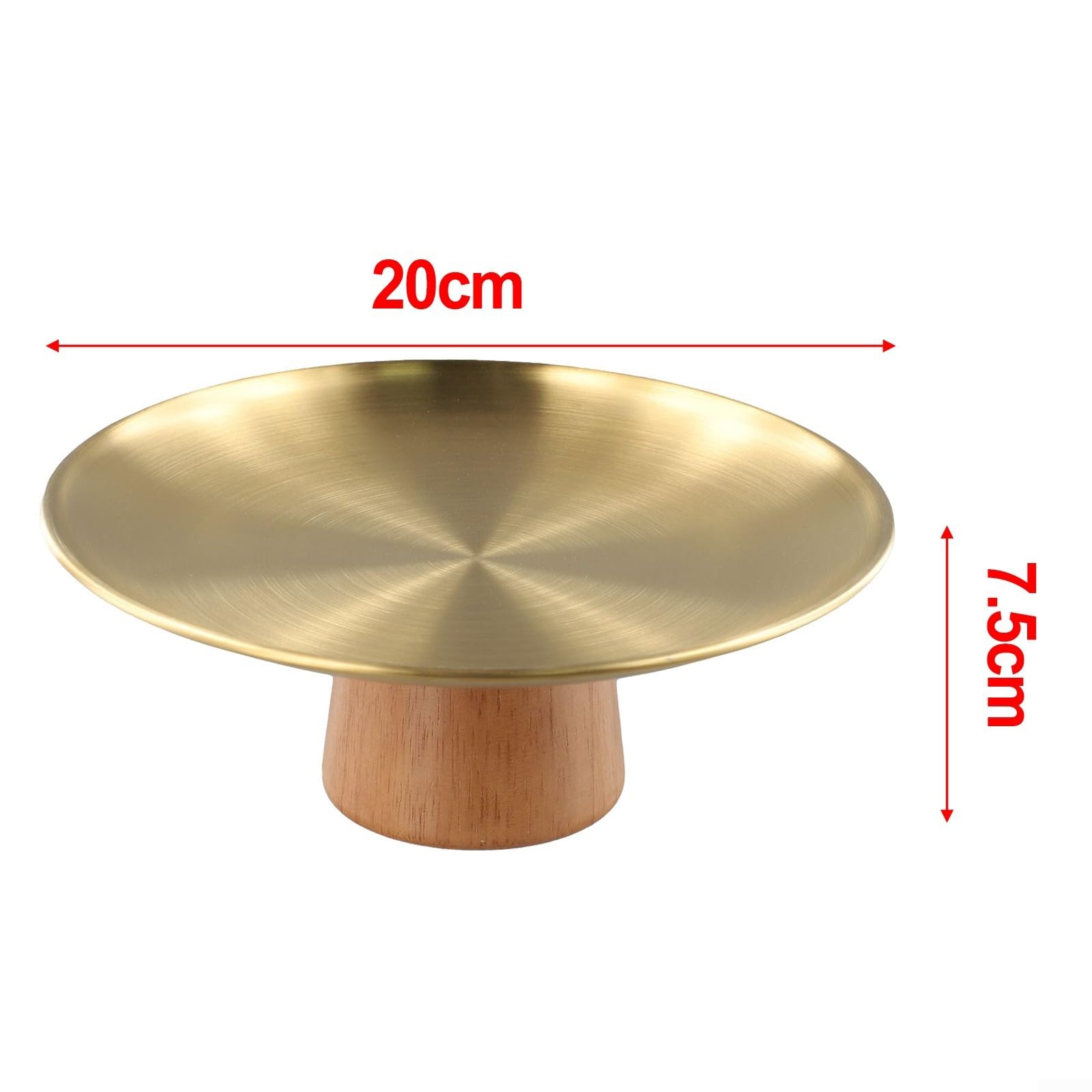 pour plateau à Gâteau Acier pour bois 20cm Élégant pour plateau(Gold 20cm)