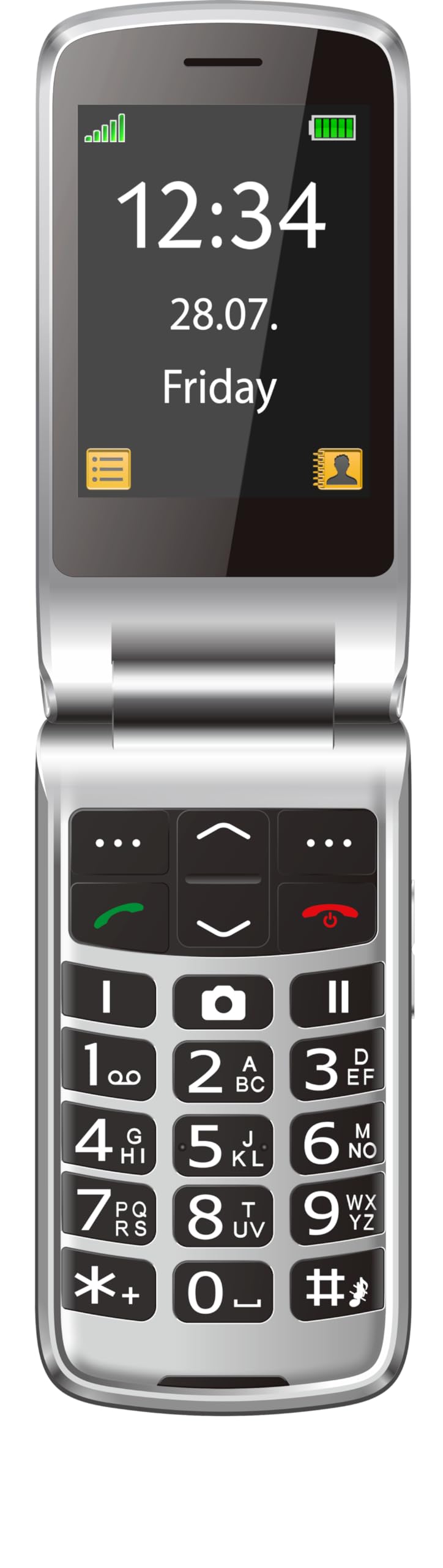 Beafon, SL646, Silverline, Seniorenhandy mit SOS Notruftaste, Klapphandy, Großtastentelefon, XXL Farbinnen- Außendisplay, Ladeschale, Fotokontakanzeige, Kamera
