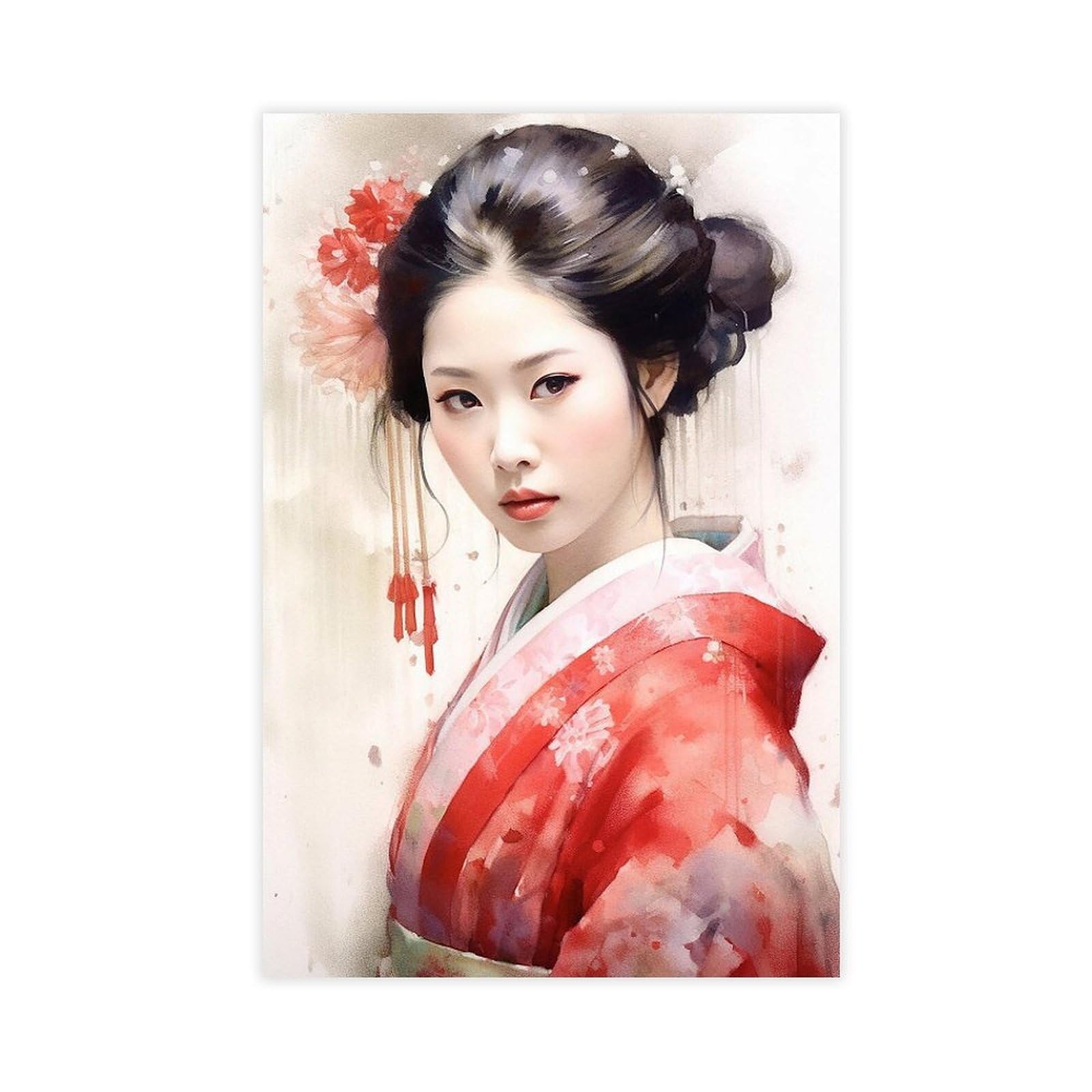 QNVJQKDSI Japanese Geisha Art (9) Canvas Poster Bedroom Decor Landscape Office Room Decor Gift 12" L X 18" W