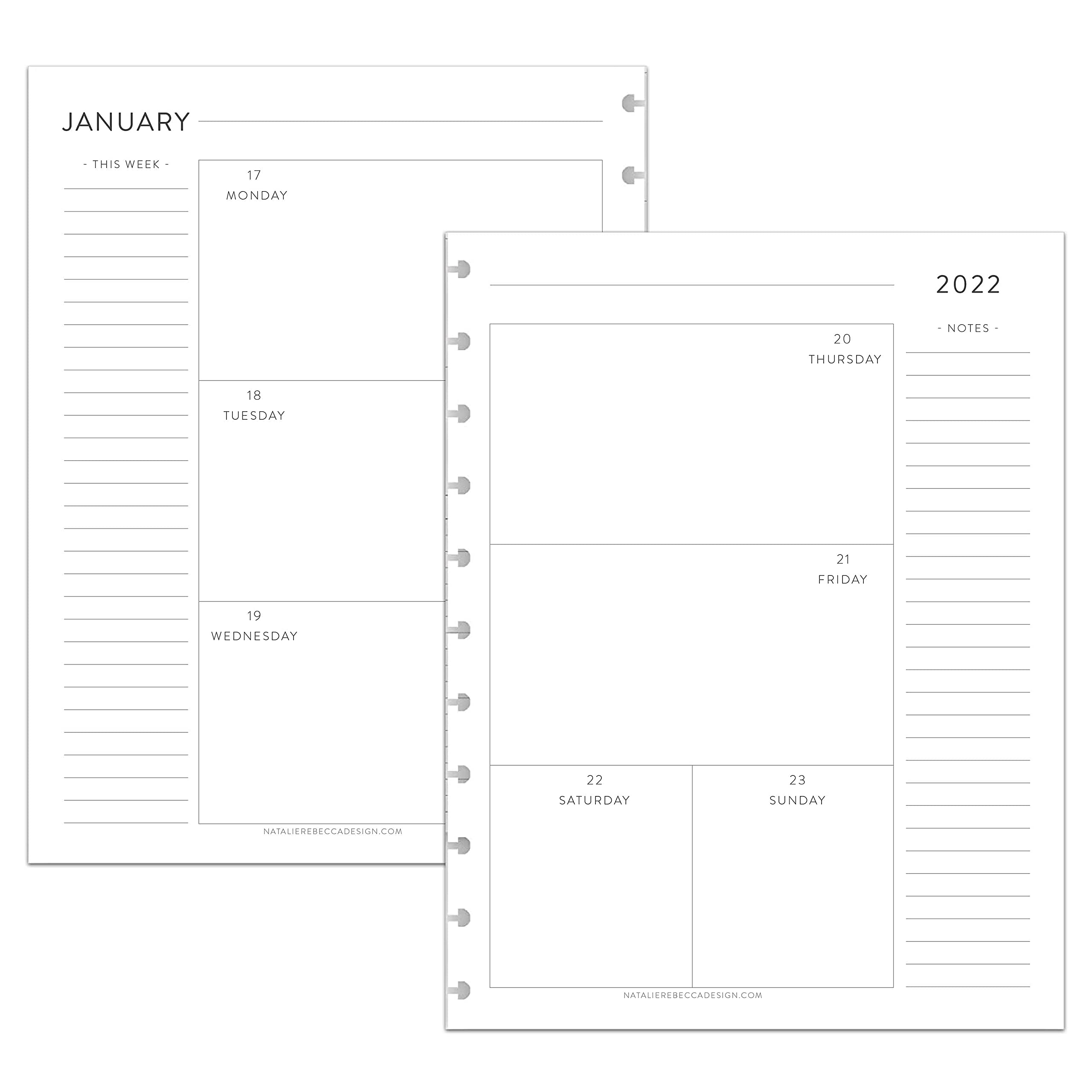 BetterNote 2025 HORIZONTAL Calendar Refill for Disc Notebook, Fits Levenger Circa, Staples Arc Jr, TUL Office Depot, Happy Planner, InkWell Press, MAMBI, NOTIQ (Classic, 11-Disc, 8.5"x11")