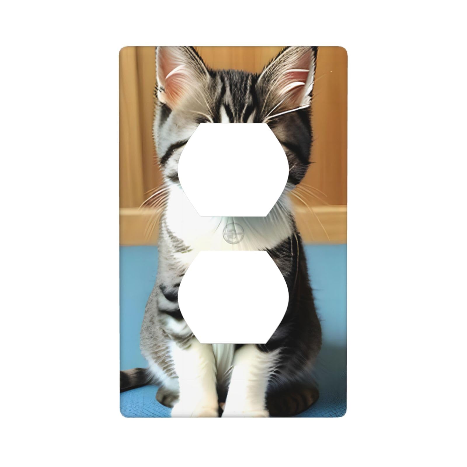 Bedroom Kitten Decorative Switch Plate Cover-Unbreakable Polycarbonate Wall Plate for Home Office, 1 Gang with Screws