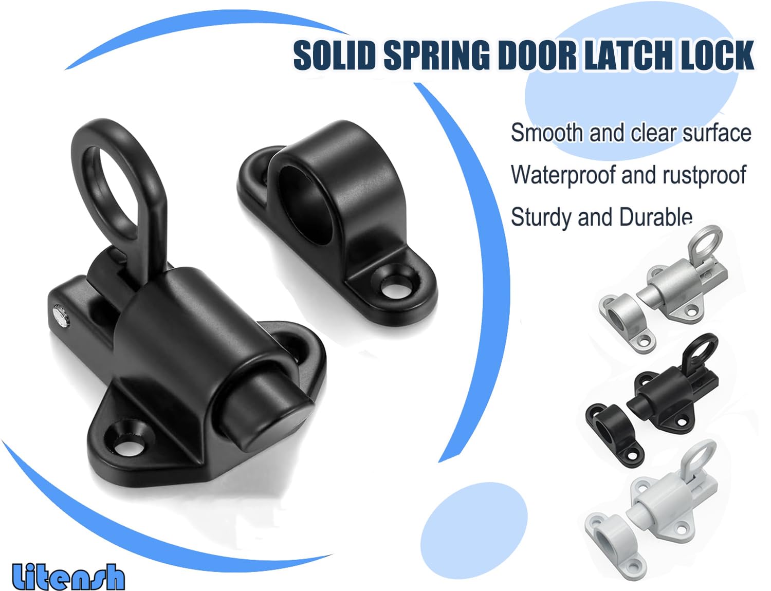 Serratura A Bullone Automatica A Molla - Chiusura Autobloccante In Lega Di Alluminio Per Cancelli, Finestre, Armadi - Foto 3