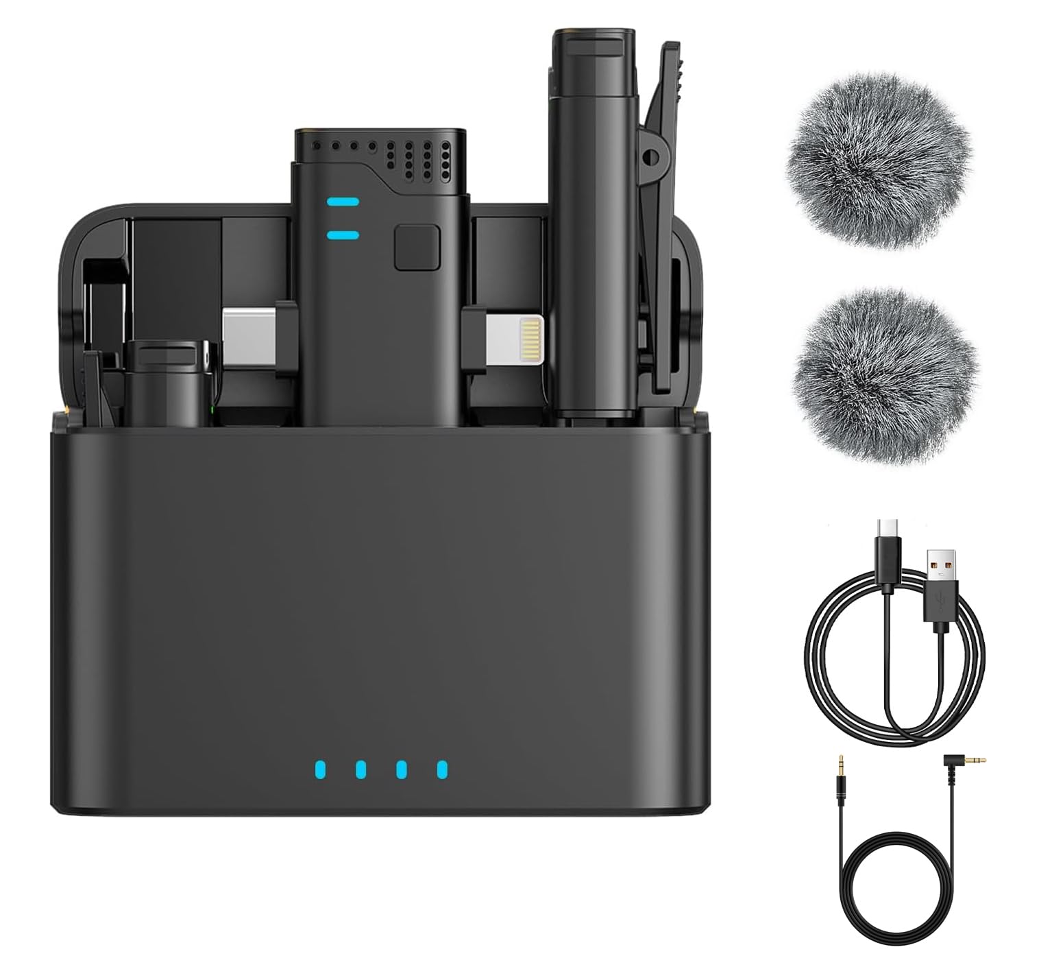 2 Pack Professional Wireless Lavalier Microphone for iPhone iPad Android with Charging Case Noise Reduction Plug-Play Clip on Lapel Mic for Video Recording Vlogging, YouTube, Interview, Live Streaming: Metallic