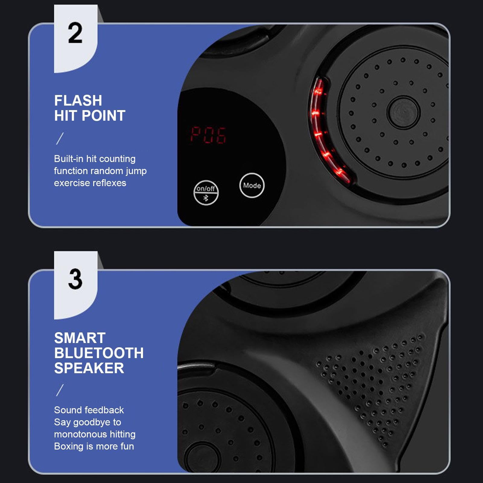 Macchina da Boxe montata a Parete, Attrezzatura da Boxe Musicale Intelligente, tamponi da Boxe con Luce a LED, con 5 luci e sensore, Bersaglio da Boxe elettronico con Musica