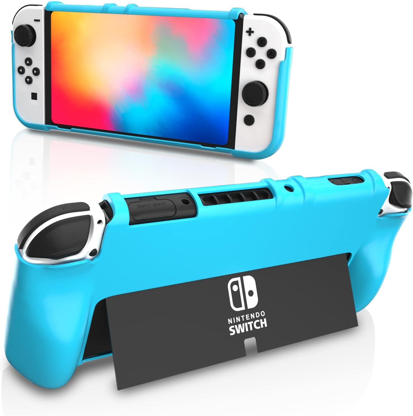 Dockable Case for Switch OLED, TPU Grip Cover for Switch OLED - Blue